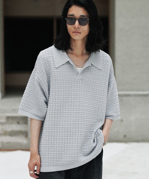 WYM LIDNM ポロシャツ TUCK SKIPPER KNIT POLO メンズ : ZOZOTOWN