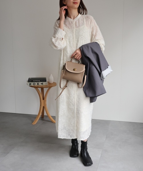 sakishimatokyo シャツワンピース 「2WAY」ジャガードフラワー シャツ