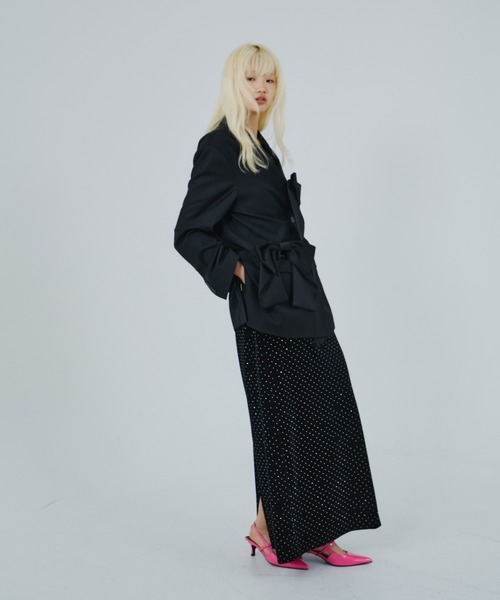 ANDRESD ドレス カーヴドスクエアベロアドレス / curved square velour