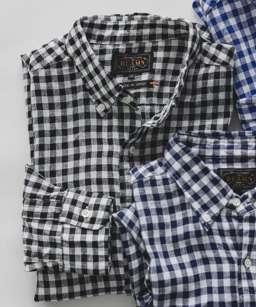 BEAMS+（ビームスプラス） シャツ リネン ギンガム チェック ボタン