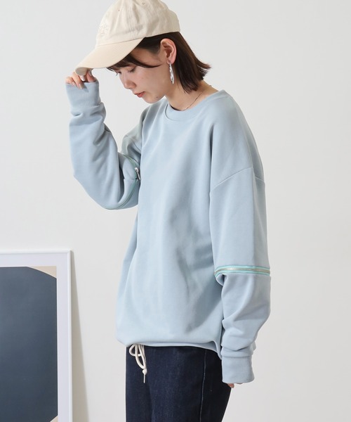 ATELANE（アテレーン） トレーナー スウェット 袖ZIPスウェットプル