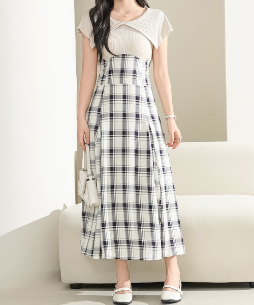 Lace Ladies（レースレディース） ワンピース ビッグカラー チェック柄