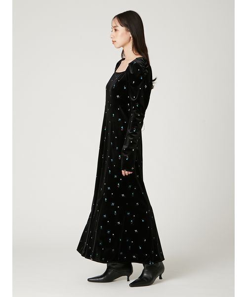 FRAY I.D（フレイ・アイディー） ワンピース ベロアナローワンピース