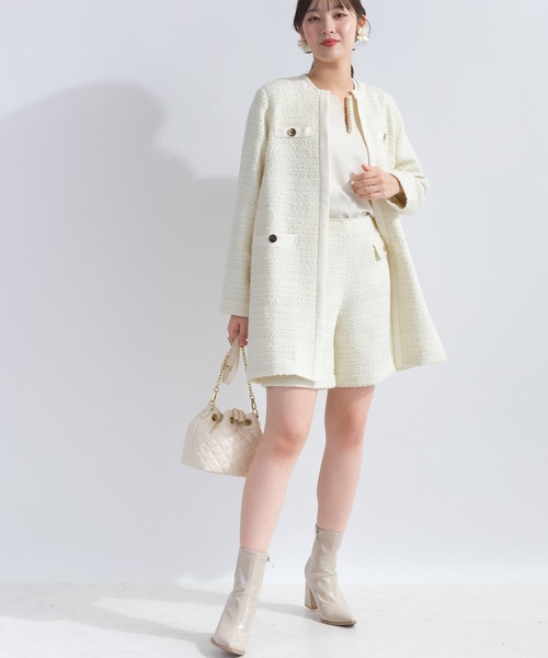 PICCIN PERLA パンツ 「セットアップ可能」ツイードキュロットパンツ