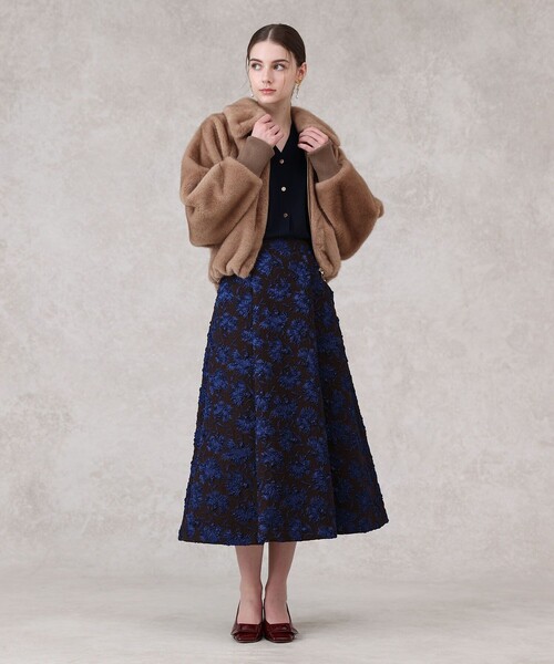 ANAYI（アナイ） スカート ラメフラワーフクレジャガードフレア