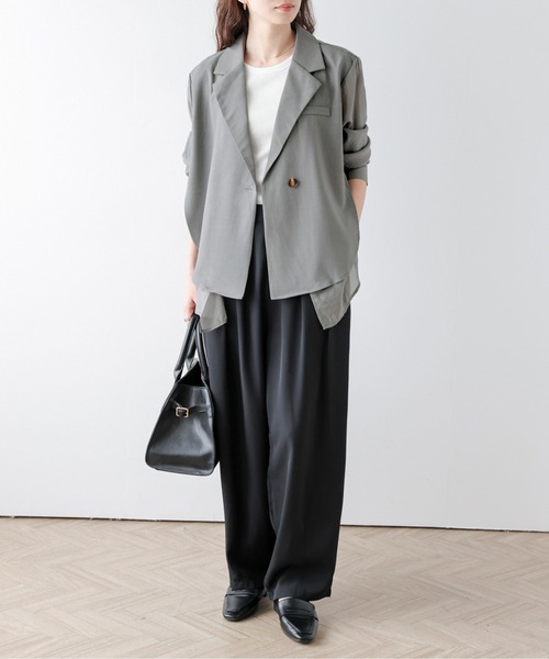 ジャケット テーラードジャケット フロントレイヤードシアージャケット