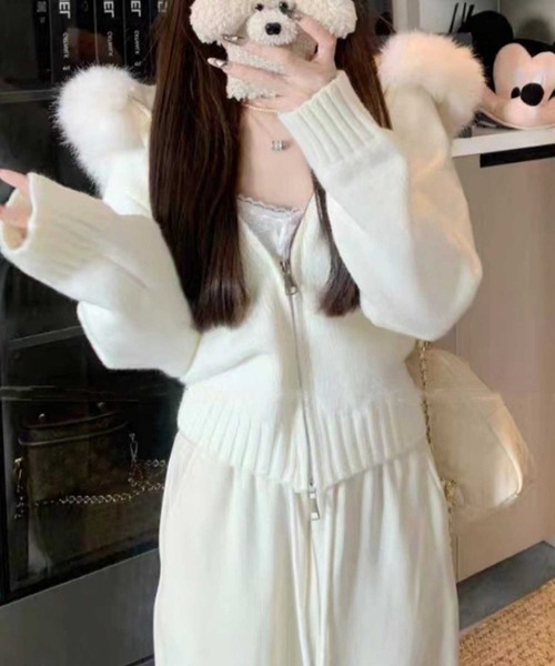 meJane（ミージェーン） パーカー 2WAYファー フードニットパーカー