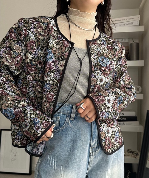 deux amour ジャケット ノーカラージャケット ゴブランジャケット