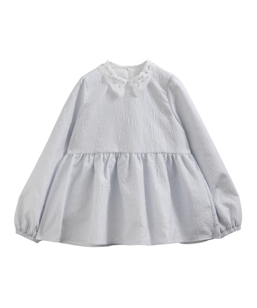 Fit more（フィットモア） ジャガードレース襟ペプラムトップス