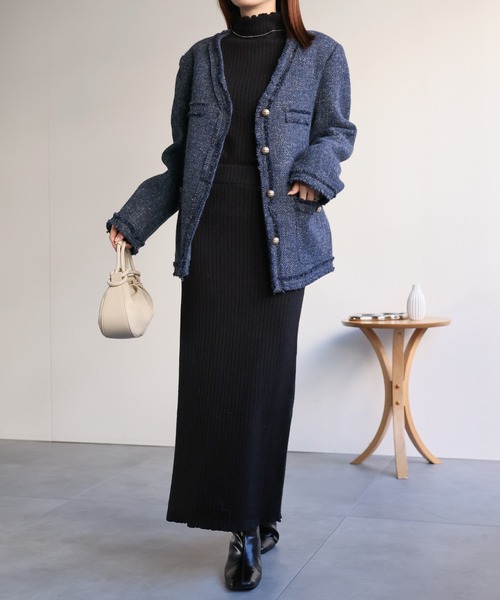 sakishimatokyo ジャケット ノーカラージャケット ツイードジャケット