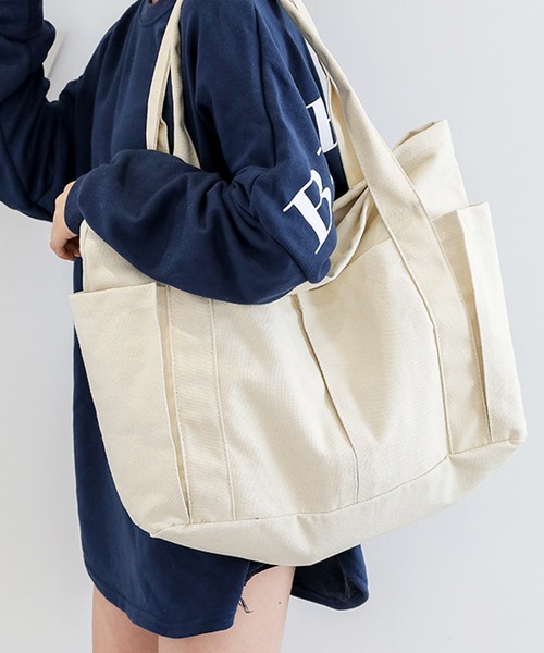 マザーズバッグ 「大容量・軽量タイプ」多ポケット キャンバストート