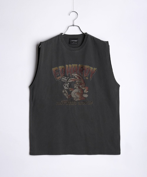 Ed Hardy（エド・ハーディー） タンクトップ ピグメント加工 ビッグ