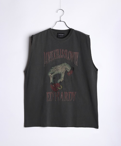Ed Hardy（エド・ハーディー） タンクトップ ピグメント加工 ビッグ