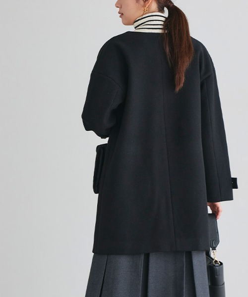Pierrot（ピエロ） ノーカラーコート コート 2wayファーポケットノー