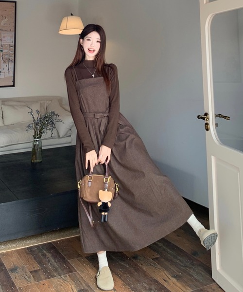 Aelina セットアップ ハイネックニットトップス＆キャミワンピース