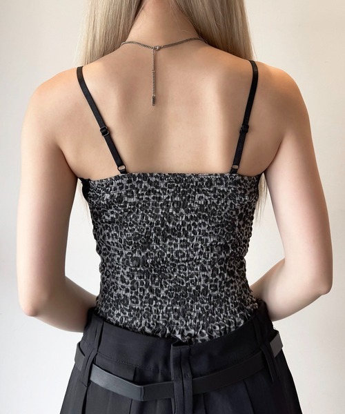 lilful キャミソール 「カップ付き」レオパード柄 レースキャミソール