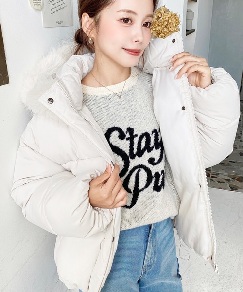 moment+ ダウンコート ダウンジャケット ファイバーダウンフードファー