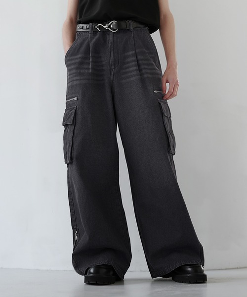 SOCCE カーゴパンツ マルチギミックドレープサイドジップスリット