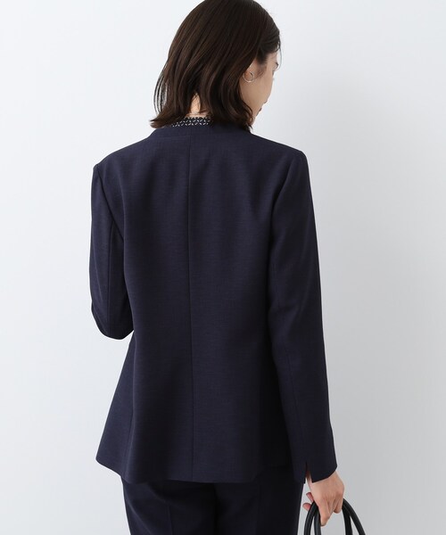 INDIVI（インディヴィ） スーツ 「洗える／スーツ」ノーカラー