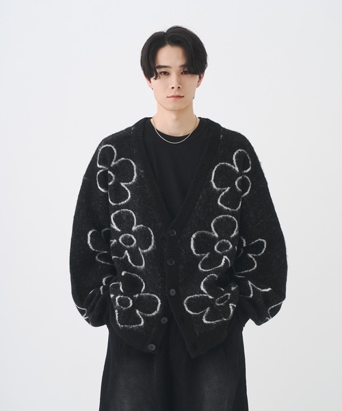 Remember. カーディガン フラワーシャギーカーディガン メンズ