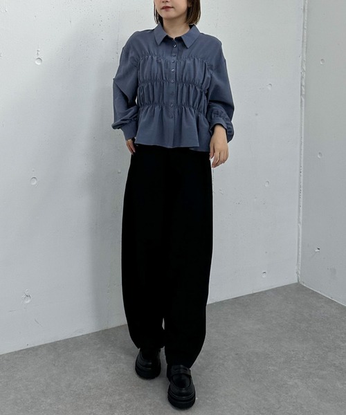 archives（アルシーヴ） ブラウス シャツ シャーリングペプラムシャツ