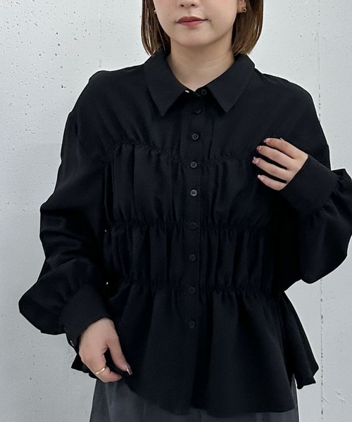 archives（アルシーヴ） ブラウス シャツ シャーリングペプラムシャツ
