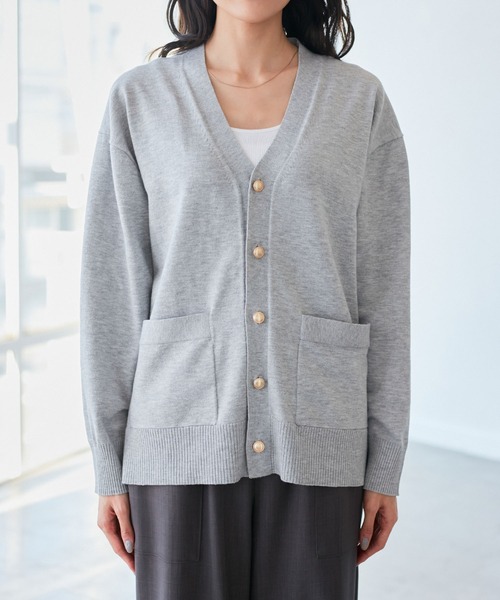 ROPE' PICNIC（ロペ ピクニック） カーディガン シルク混Vネック金