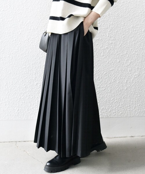 SHIPS any スカート any: ウーステッド ワイド プリーツ マキシ 2