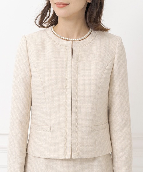 CARETTE（カレット） セットアップ ミックスツイードのノーカラー