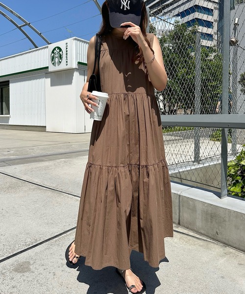 andme（アンドミー） ワンピース ノースリーブティアードワンピース