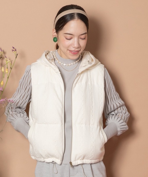 anni plus（アニープラス） ダウンベスト ベスト ケーブルニット