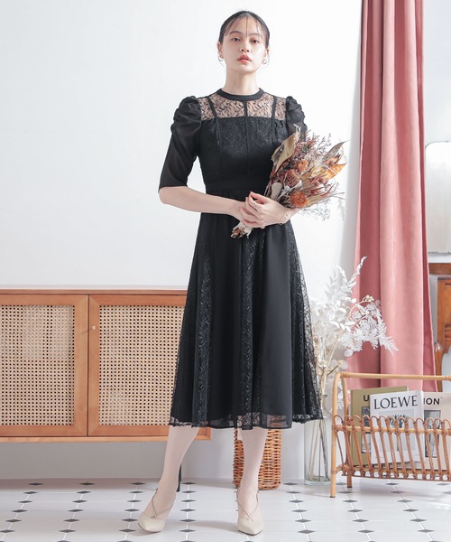 niana（ニアナ） ドレス シフォン切り替えレース パーティードレス