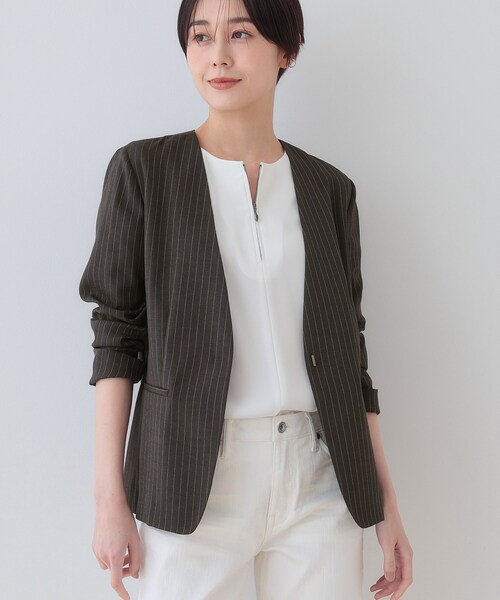 INDIVI（インディヴィ） ジャケット ノーカラージャケット 「こなれ