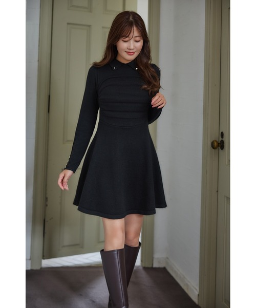 Her lip to ワンピース Paneled Flared Knit Mini Dress : ZOZOTOWN