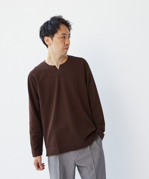 MEN'S MELROSE tシャツ シルケットリンクスキーネックロングスリーブT