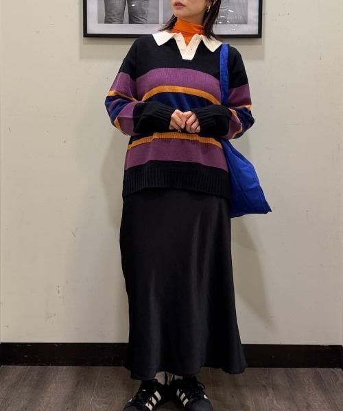 BACK NUMBER セーター ニット 「BACK NUMBER」マルチボーダーポロ襟