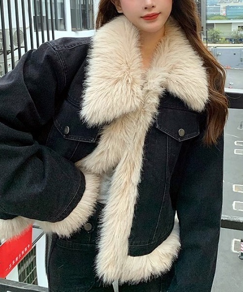 SHEENA（シーナ） ブルゾン アウター 裏中綿キルティングファー付き