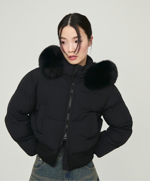 NUJOH ダウンコート ダウンジャケット Faux Fur Hooded Down Jacket