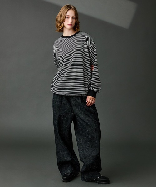 WETTEMPT tシャツ CREW NECK DRAW CORD BORDER LONG TEE / クルー