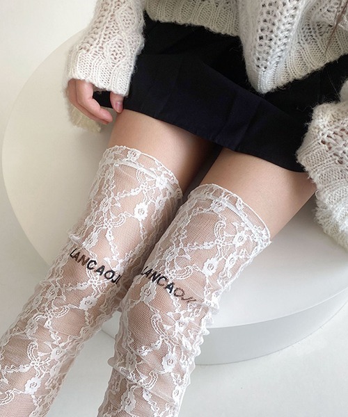 GUCCIフローラルレースアンクルソックス靴下 超美品 MOSOX] 花柄レース