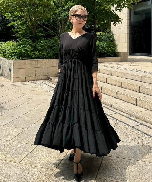 ワンピース ドラマティック七分袖ティアードワンピース : ZOZOTOWN