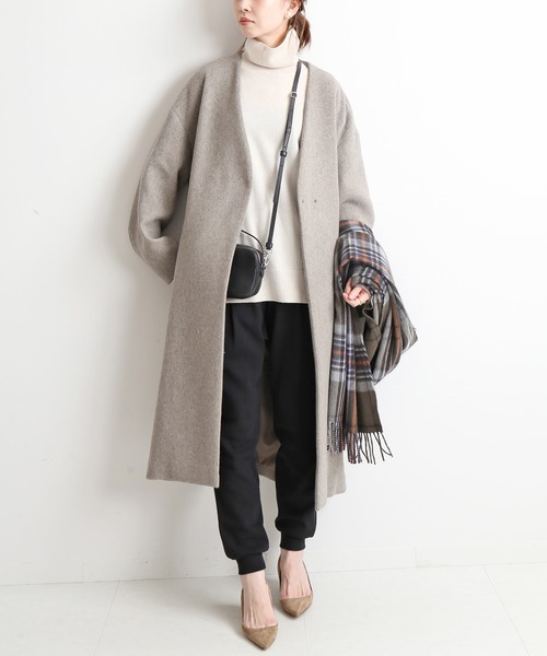IENA（イエナ） ノーカラーコート 36 グレー レディース : ZOZOTOWN