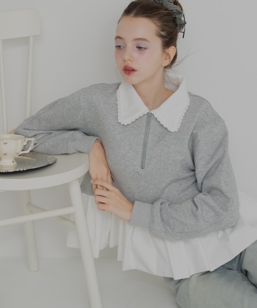 JUMELLE（ジュメロ） トレーナー スウェット zip collar peplum sweat