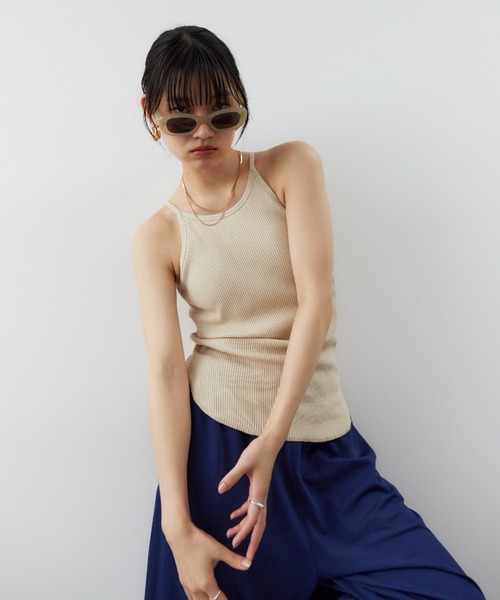 HANNE タンクトップ ノースリーブ カップインアメスリタンク