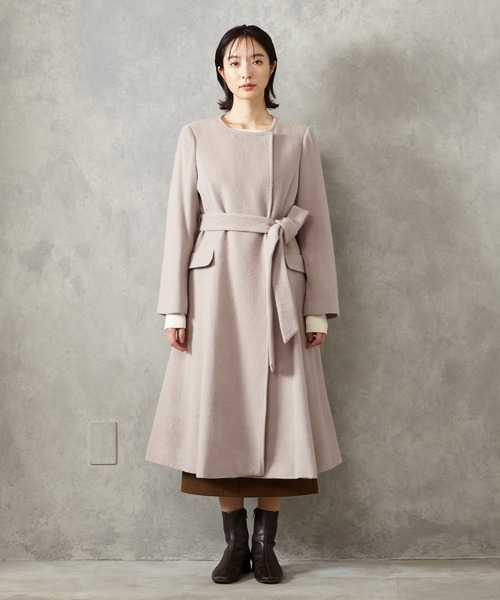 AIMER（エメ） ノーカラーコート コート アルパカシャギーウールフレア