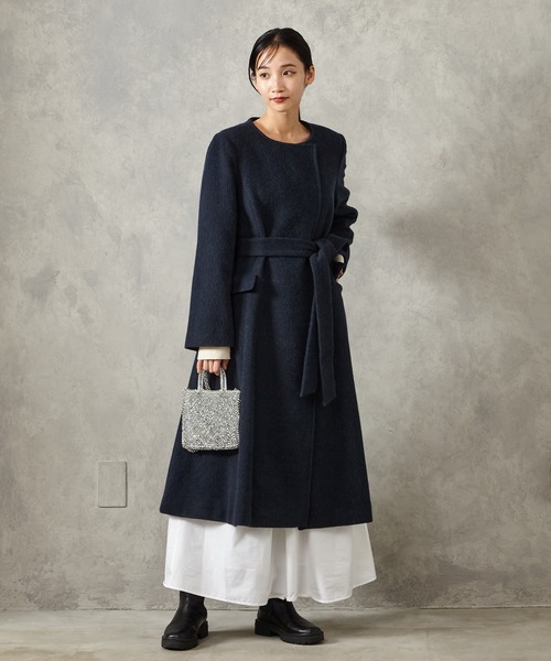 AIMER（エメ） ノーカラーコート コート アルパカシャギーウールフレア