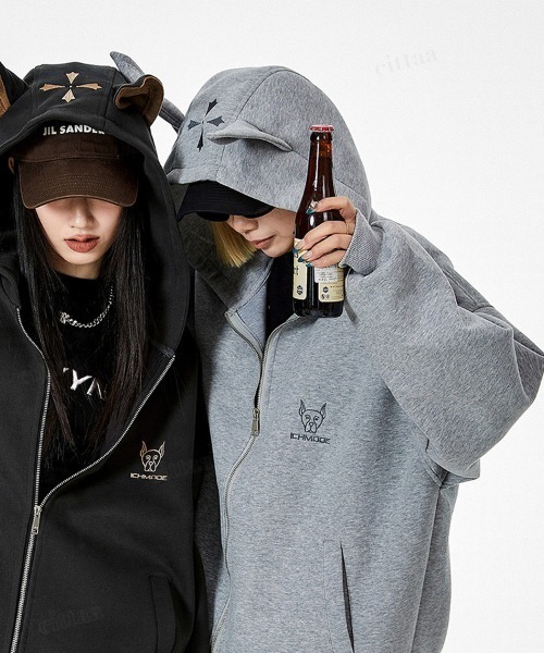 Dalfwin（ダールフィン） パーカー 韓国ファッション DOBERMAN耳付き