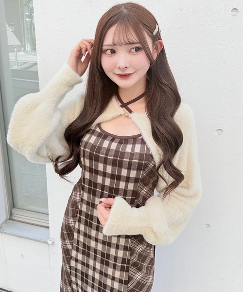 NOMAE（ノーマエ） ワンピース シャギーボレロロングチェック