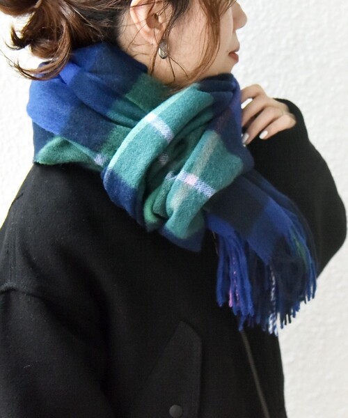 SHIPS any ストール マフラー any: ウール チェック 24FW レディース