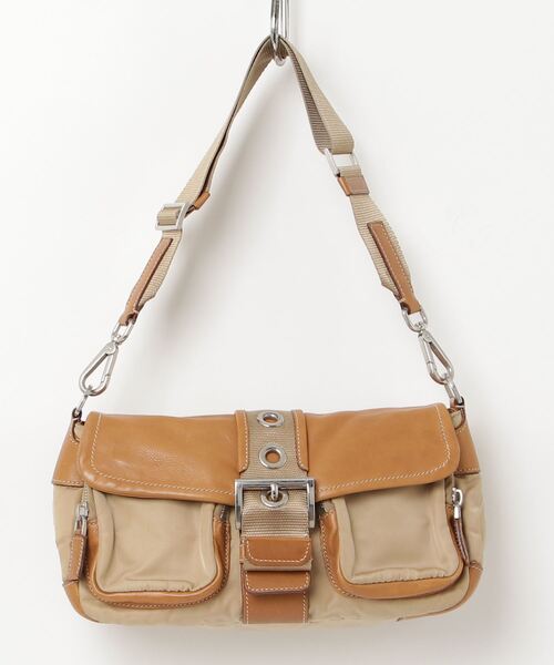 PRADA（プラダ） 三角ロゴ ショルダーバッグ - ベージュ レディース